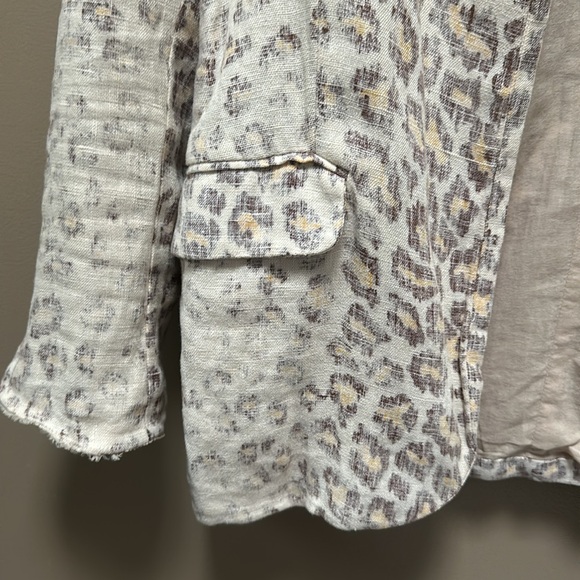 Raquel Allegra Linen Blend Leopard Blazer size 1 - Picture 5 of 9
